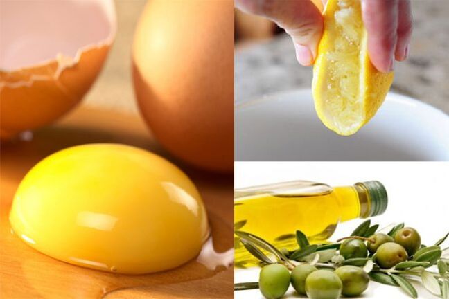 Mask from egg yolk, olive oil and lemon juice helps to whiten skin